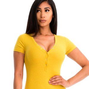 Yellow Button Down Romper